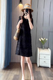 In Stock European Goods High-End Loose Design Midi Dress Summer New High-End Slim Fit Slimming Temperament Dress - BLACK