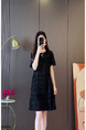 In Stock European Goods High-End Loose Design Midi Dress Summer New High-End Slim Fit Slimming Temperament Dress - BLACK