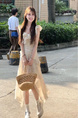 High Quality and Quality! Floral Strap Dress Women's Clothing Summer Ruffles Tight Waist Skirt A-Line Skirt Temperament Long Dress in Cream with Floral Print