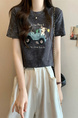 Real shot and real price new version of American retro tie-dye print design short-sleeved T-shirt in Charcoal Gray