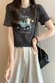Real shot and real price new version of American retro tie-dye print design short-sleeved T-shirt in Charcoal Gray