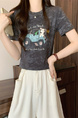 Real shot and real price new version of American retro tie-dye print design short-sleeved T-shirt in Charcoal Gray