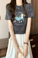 Real shot and real price new version of American retro tie-dye print design short-sleeved T-shirt in Charcoal Gray