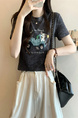 Real shot and real price new version of American retro tie-dye print design short-sleeved T-shirt in Charcoal Gray