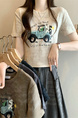 Real shot and real price new version of American retro tie-dye print design short-sleeved T-shirt in Beige