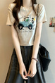 Real shot and real price new version of American retro tie-dye print design short-sleeved T-shirt in Beige