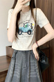 Real shot and real price new version of American retro tie-dye print design short-sleeved T-shirt in Beige