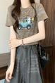 Real shot and real price new version of American retro tie-dye print design short-sleeved T-shirt in Brown