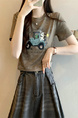 Real shot and real price new version of American retro tie-dye print design short-sleeved T-shirt in Brown