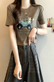 Real shot and real price new version of American retro tie-dye print design short-sleeved T-shirt in Brown