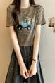 Real shot and real price new version of American retro tie-dye print design short-sleeved T-shirt in Brown