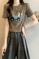 Real shot and real price new version of American retro tie-dye print design short-sleeved T-shirt in Brown
