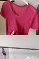 Simple Style U-Neck Short Sleeve 2025 Spring New Korean Style Slim Fit Slimming Leisure Anti-Aging Top T-shirt in Raspberry Pink