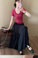 Simple Style U-Neck Short Sleeve 2025 Spring New Korean Style Slim Fit Slimming Leisure Anti-Aging Top T-shirt in Raspberry Pink