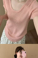 Simple Style U-Neck Short Sleeve 2025 Spring New Korean Style Slim Fit Slimming Leisure Anti-Aging Top T-shirt in Soft Pink