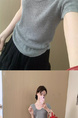 Simple Style U-Neck Short Sleeve 2025 Spring New Korean Style Slim Fit Slimming Leisure Anti-Aging Top T-shirt in Light Gray