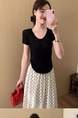 Simple Style U-Neck Short Sleeve 2025 Spring New Korean Style Slim Fit Slimming Leisure Anti-Aging Top T-shirt in Black