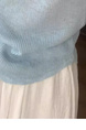 Simple Style U-Neck Short Sleeve 2025 Spring New Korean Style Slim Fit Slimming Leisure Anti-Aging Top T-shirt in Light Blue