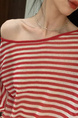 Brivin Red Striped Diagonal Collar Thin Knitted T-shirt for Women in Red and White 2025 Summer New Lazy Wind Sun Protection Underwear