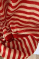 Brivin Red Striped Diagonal Collar Thin Knitted T-shirt for Women in Red and White 2025 Summer New Lazy Wind Sun Protection Underwear