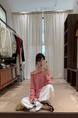 Brivin Red Striped Diagonal Collar Thin Knitted T-shirt for Women in Red and White 2025 Summer New Lazy Wind Sun Protection Underwear