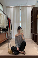 Brivin Black and White Striped Diagonal Collar Thin Knitted T-shirt for Women 2025 Summer New Lazy Wind Sun Protection Underwear