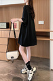 Official picture cotton 21 count 200g 2025 summer V-neck short-sleeved T-shirt loose mid-length women's T-shirt in Black