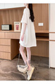 Official picture cotton 21 count 200g 2025 summer V-neck short-sleeved T-shirt loose mid-length women's T-shirt in White