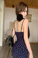 Navy Floral Fake Two-Piece Suspender Dress, Real Shot, Real Price, No Reduction, Hot Girl Waist, Slimming, Hip Skirt