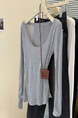 Real Shot of the New Summer U-Neck Long-Sleeved Sun Protection Blouse for Women in Gray, Slim Korean Style, Thin and Slightly Transparent, Air-Conditioning Top T-Shirt