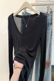 Real Shot of the New Summer U-Neck Long-Sleeved Sun Protection Blouse for Women in Black, Slim Korean Style, Thin and Slightly Transparent, Air-Conditioning Top T-Shirt