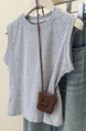 Real Shot of Pure Cotton Ribbed I-Shaped Vest for Women in Summer in Gray, New Slim Fit Korean Style Short Sleeveless T-Shirt for Small Size