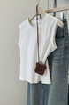 Real Shot of Pure Cotton Ribbed I-Shaped Vest for Women in Summer in White, New Slim Fit Korean Style Short Sleeveless T-Shirt for Small Size