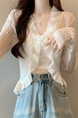 Real Shot Wholesale Price 2025 Summer New Three-Dimensional Flower Design Breathable Sun Protection Clothing Cardigan Jacket Women's Clothing in White