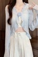 Real Shot Wholesale Price 2025 Summer New Three-Dimensional Flower Design Breathable Sun Protection Clothing Cardigan Jacket Women's Clothing in Light Blue