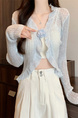 Real Shot Wholesale Price 2025 Summer New Three-Dimensional Flower Design Breathable Sun Protection Clothing Cardigan Jacket Women's Clothing in Light Blue