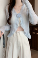 Real Shot Wholesale Price 2025 Summer New Three-Dimensional Flower Design Breathable Sun Protection Clothing Cardigan Jacket Women's Clothing in Light Blue