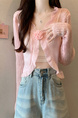 Real Shot Wholesale Price 2025 Summer New Three-Dimensional Flower Design Breathable Sun Protection Clothing Cardigan Jacket Women's Clothing in Pink