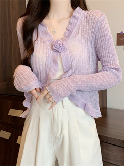 Real Shot Wholesale Price 2025 Summer New Three-Dimensional Flower Design Breathable Sun Protection Clothing Cardigan Jacket Women's Clothing in Lavender