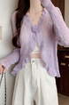 Real Shot Wholesale Price 2025 Summer New Three-Dimensional Flower Design Breathable Sun Protection Clothing Cardigan Jacket Women's Clothing in Lavender