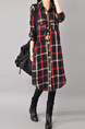 Spring and Autumn Korean Cotton and Linen Shirt Dress in Black and Red Plaid, Large Size Women's Long Sleeve Plaid Shirt, Women's Mid-Length Loose Skirt