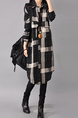 Spring and Autumn Korean Cotton and Linen Shirt Dress in Black and Beige Plaid, Large Size Women's Long Sleeve Plaid Shirt, Women's Mid-Length Loose Skirt.