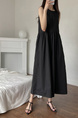 Black Korean Chic French Backless Design Lace-Up Vest Dress with Pockets on Both Sides