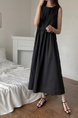 Black Korean Chic French Backless Design Lace-Up Vest Dress with Pockets on Both Sides