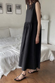 Black Korean Chic French Backless Design Lace-Up Vest Dress with Pockets on Both Sides
