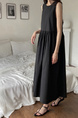 Black Korean Chic French Backless Design Lace-Up Vest Dress with Pockets on Both Sides