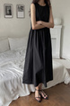 Black Korean Chic French Backless Design Lace-Up Vest Dress with Pockets on Both Sides