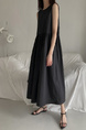 Black Korean Chic French Backless Design Lace-Up Vest Dress with Pockets on Both Sides