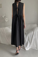 Black Korean Chic French Backless Design Lace-Up Vest Dress with Pockets on Both Sides