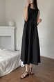 Black Korean Chic French Backless Design Lace-Up Vest Dress with Pockets on Both Sides